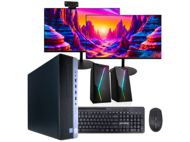 HP - Refurbished Excellent - EliteDesk 800G4 Desktop Bundle - Intel i5 - Black
